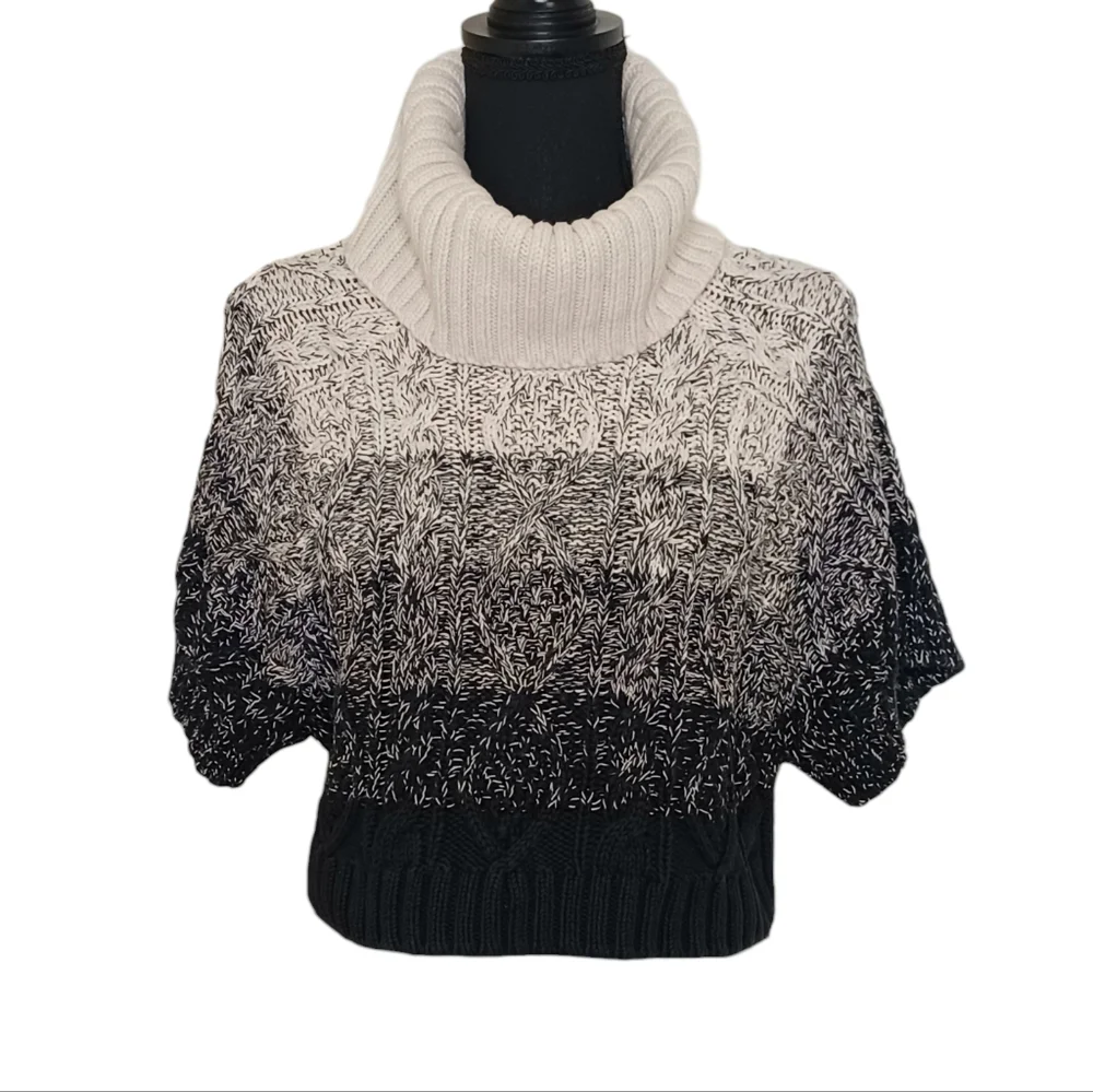 Alice + Olivia Florence Marled Crop Turtleneck Sweater Size Small Oversized